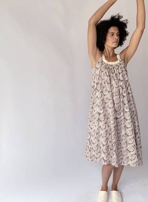 Athens Dress, taupe swirls
