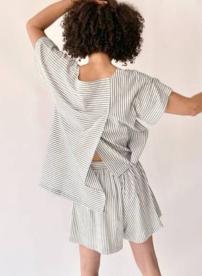 Tee Top, navy indigo stripe