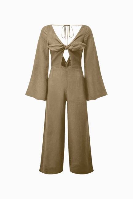 arkitaip Greta Long-Sleeved Jumpsuit in taupe