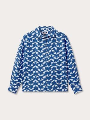 Womens Elephant Palace Blue Inagua Linen Shirt