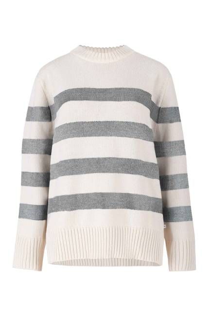 Marina Striped 100% Merino Jumper Grey