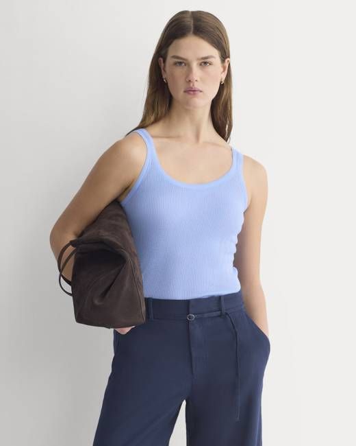 The Light Ribbed Cami in Ultrasoft Merino | Open Air Blue