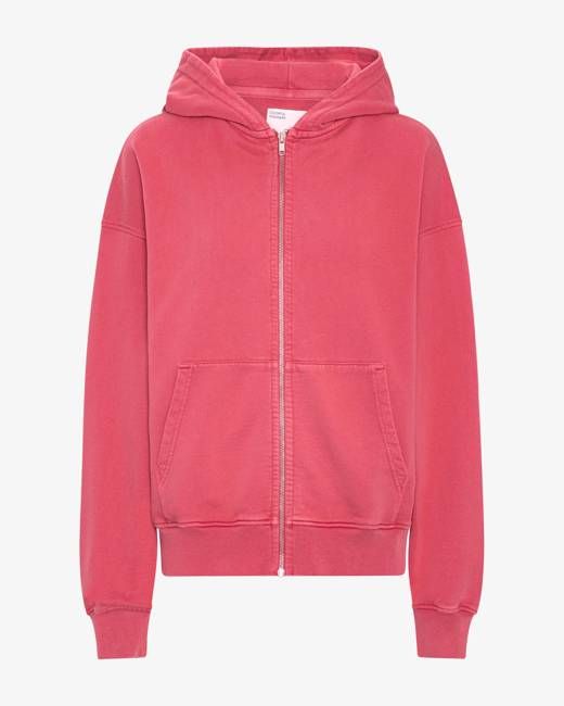 Organic Oversized Zip Hood - Faded Red