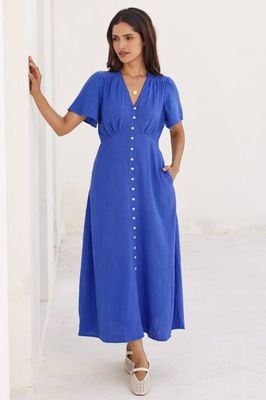 Tessa Organic Cotton Cheesecloth Dress | Cobalt