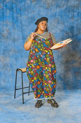 Chula - Cotton Barrel Leg Dungarees in Bright Astral Print