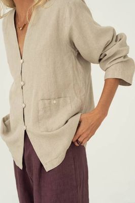Emilia Beige Linen Shirt