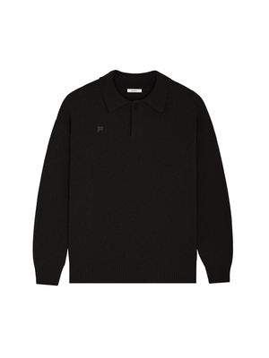 Archive Womens Recycled Cashmere Polo Sweater—black
