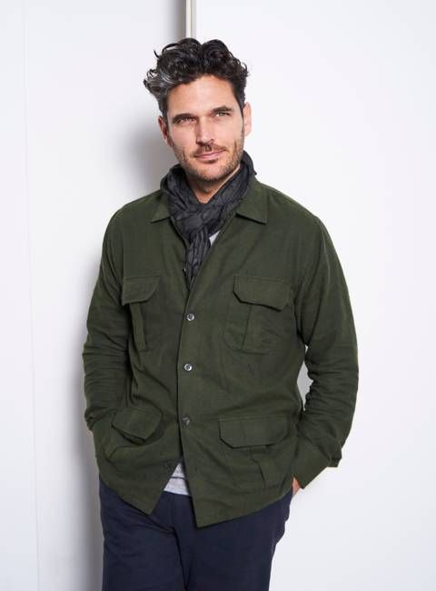 Recycled Italian Flannel Neem Green Overshirt
