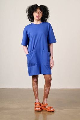 Pedro - Playsuit aus Baumwolljersey in schillerndem Blau