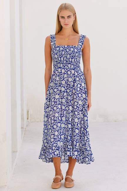 Rhianna Organic Cotton Dress | Navy/White