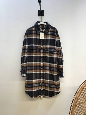 Rochelle Organic Cotton Overshirt in Navy & Camel Check S Preloved