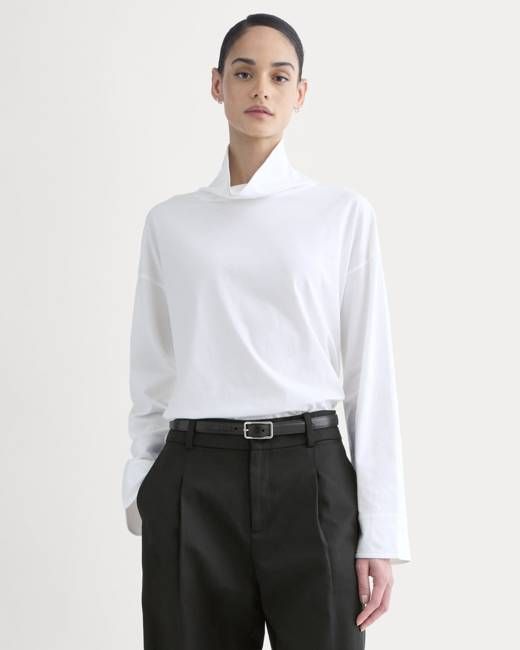 Slouchy Turtleneck In Essential Cotton | White
