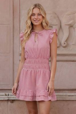 Mini Macy Dress | Red/White