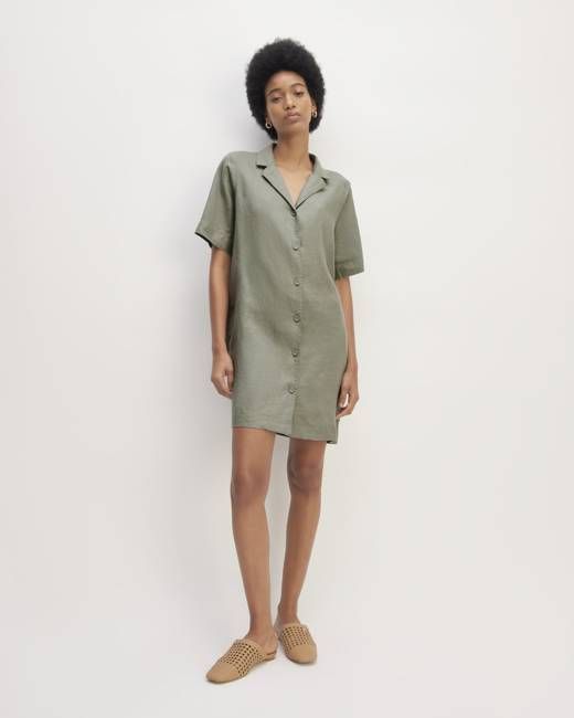 The Shirtdress in Linen | Sage Green