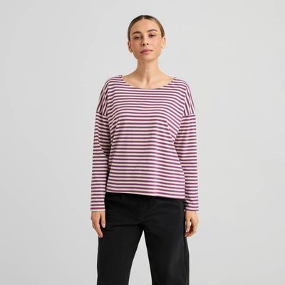 DEDICATED - Top Humledal Stripes Purple/Off-White