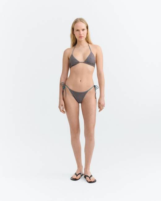 Adjustable bikini bottom seersucker orange Palermo