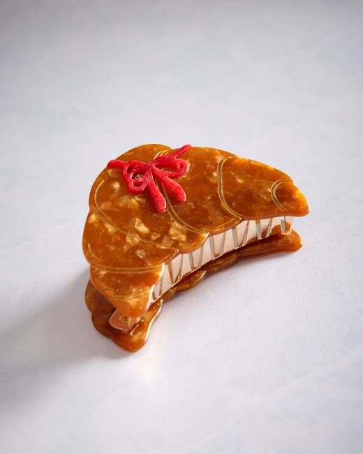 Brown Combo - Hand Painted Bow Croissant Claw Hair Clip - Solar Eclipse