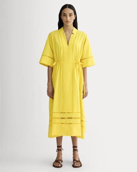 The Lace Trim Caftan Dress | High Visibility Yellow