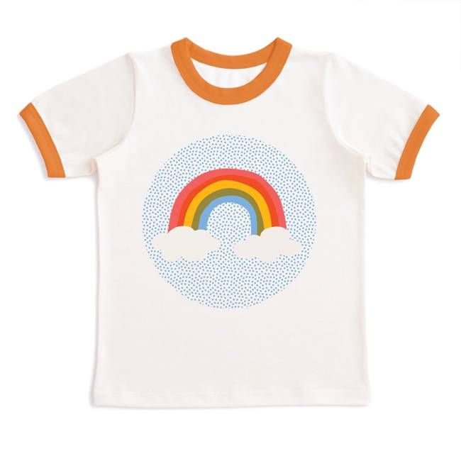 GRAPHIC Ringer Tee - Rainbow Natural & Vintage Orange