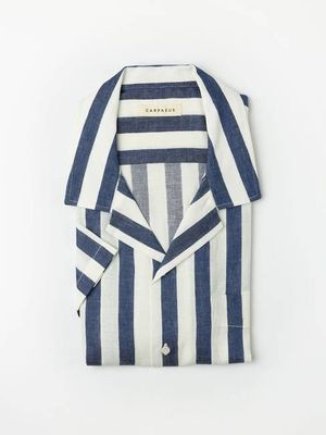 Linen Shirt Short Orto Navy