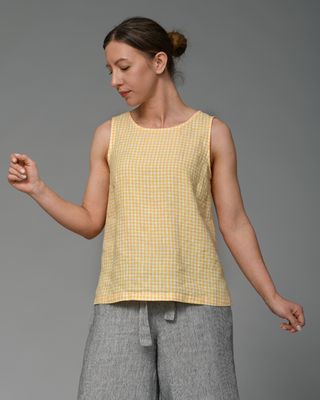 Harper - Linen Top in Yellow Gingham