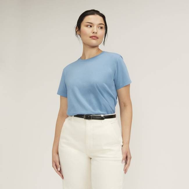 The Box-Cut Tee in Essential Cotton | Heritage Blue | No Pocket