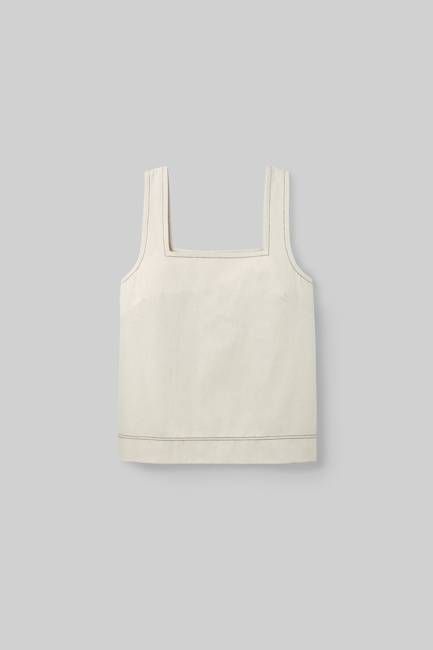 Jess-Leigh Organic Cotton Denim Vest in Ecru
