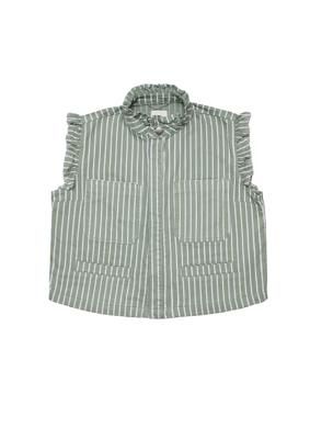 Pablo Denim Vest in Moss Wide Stripe