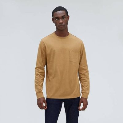 The Organic Cotton Long-Sleeve Pocket Tee | Dark Brown