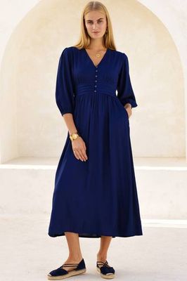 Jyoti Rayon Dress | Navy