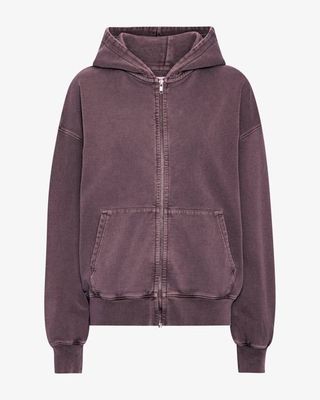 Organic Oversized Zip Hood - Faded Grape