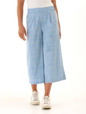 Alora Grid Plaid Stretch Chambray Capri Pant