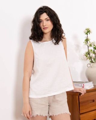 Harper - Linen Blouse in White