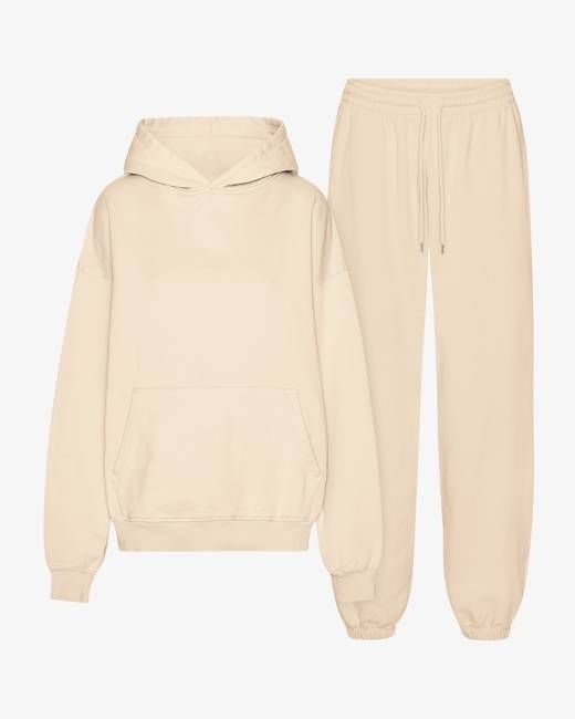Organic Relaxed Hood Sweatsuit - Ivory White