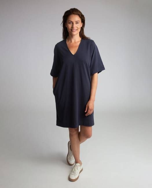 Sasha Organic Cotton Dress In Navy