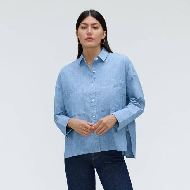 The ReChambray Boxy Shirt | Mid ReChambray
