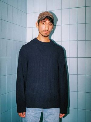 August Rib Cotton Navy regular fit sweater | Nudie Jeans