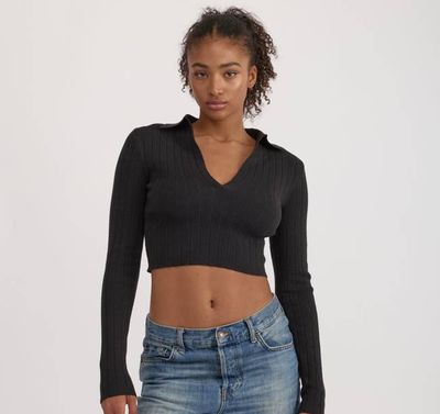 Soft Knit Rib V-Neck Polo