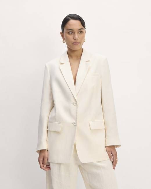 The Oversized Blazer in Linen | Bone