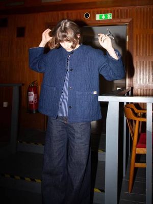 Sandra Jacket Indigo Quilt Blue boxy fit jacket | Nudie Jeans