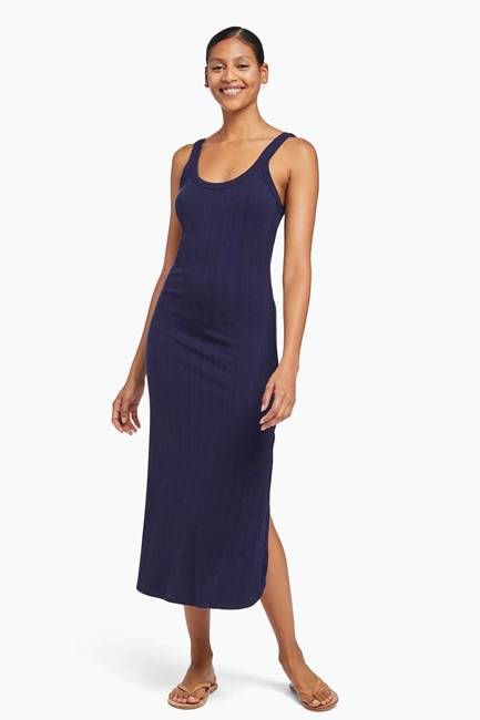 West Organic Rib Tank Dress - Midnight Organic Rib