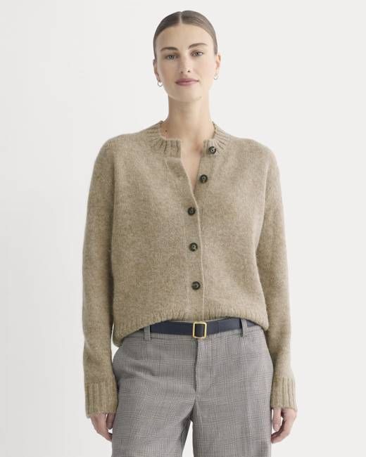 The Crew Cardigan in Alpaca | Dark Heathered Camel