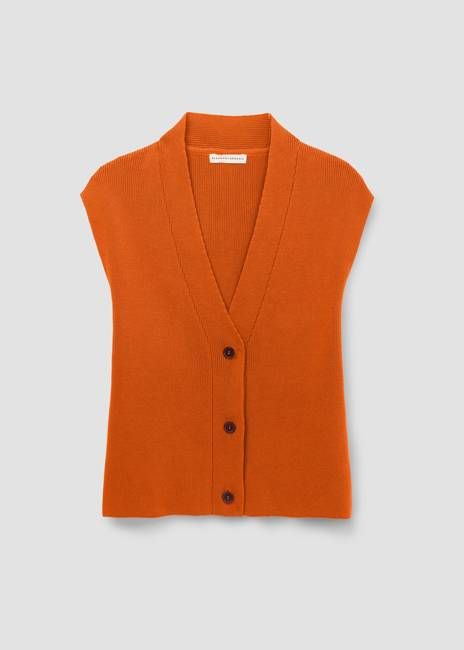 Aila Organic Cotton Knitted Vest in Brick