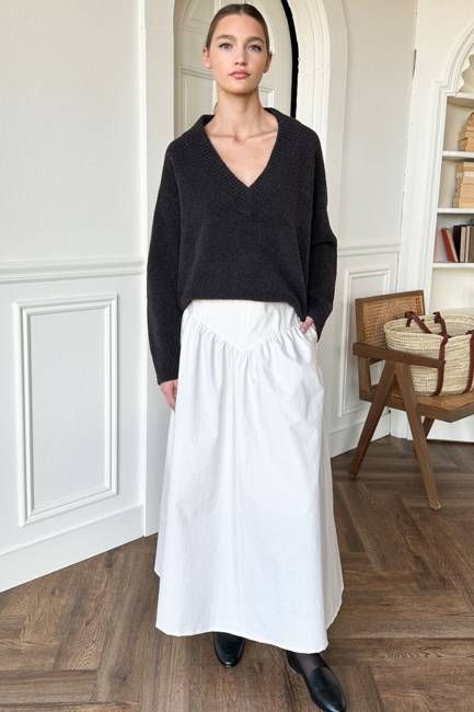 A Line Maxi Skirt - White Swan