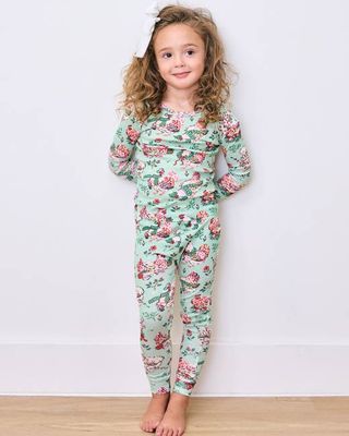 Holiday Hens - Kids Snug Fit PJ Set - Sage