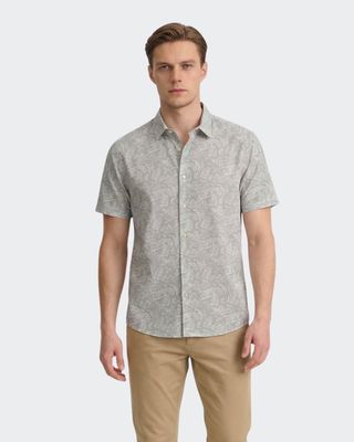 Leopard and Toucan Grey Button-Down Shirt