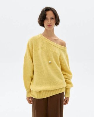 Oversize merino wool sweater yellow Liza