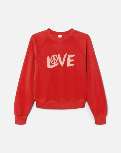 Classic Crewneck Love And Peace - Heritage Red