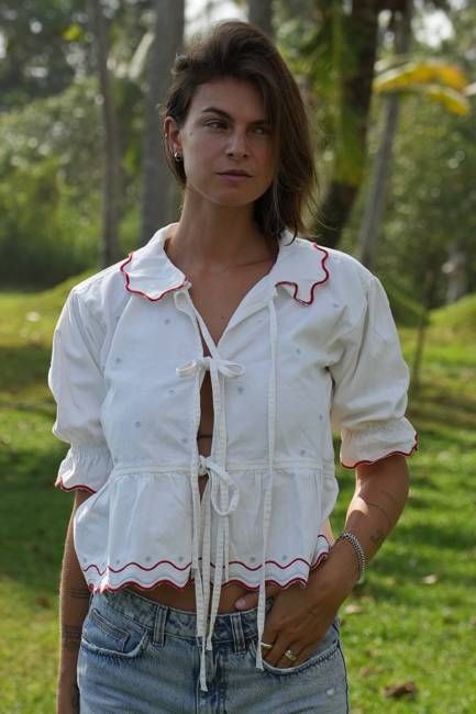 Ana Tie Blouse in White