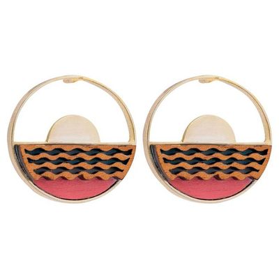 Sunset Recycled Wood Gold Earrings